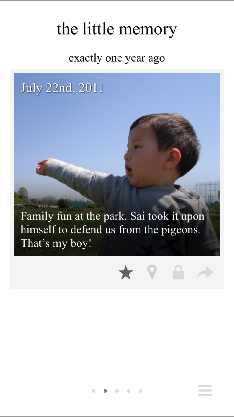 A past memory resurfacing in Little Memory, labeled exactly one year ago